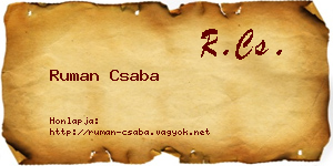 Ruman Csaba névjegykártya